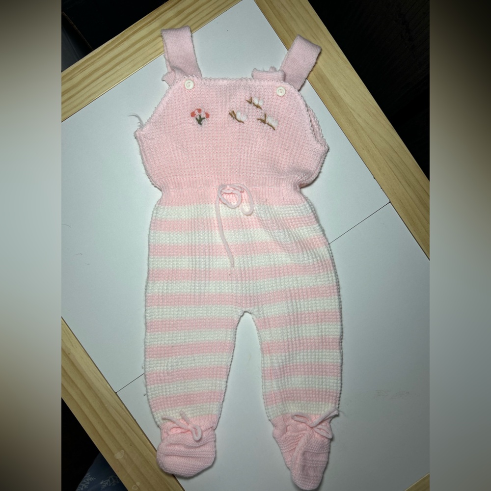 Adorable Pink Striped Baby Footie